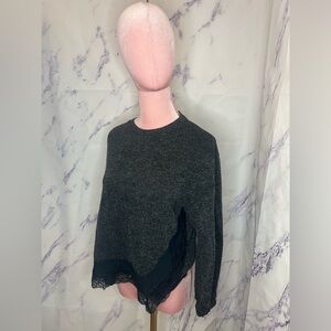 Zara Women's Black Long Sleeve Shirt with Lace Detail